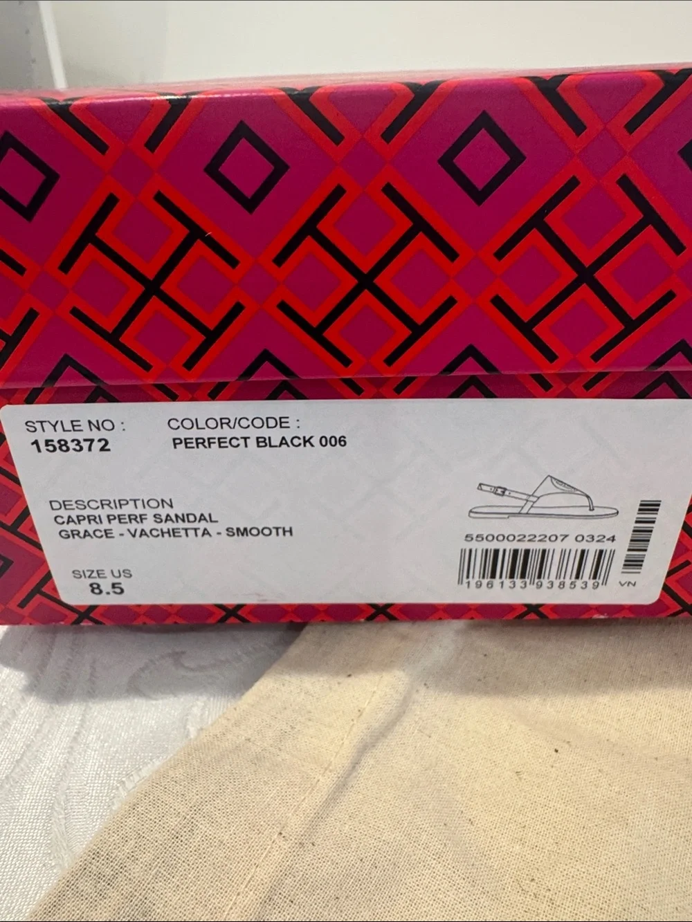Tory Burch Perforated T Strap Sandal. Ladies 8.5
